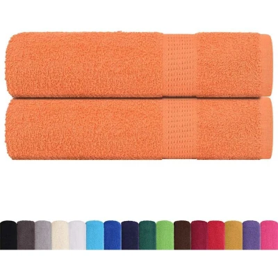 Image of vidaXL Hand Towels 2 pcs Orange 50x100 cm 360 gsm 100% Cotton