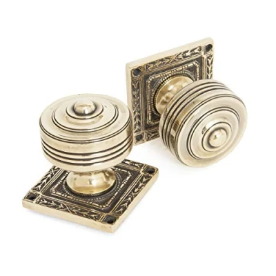 Image of From The Anvil Aged Brass Tewkesbury Square Mortice Knob Set