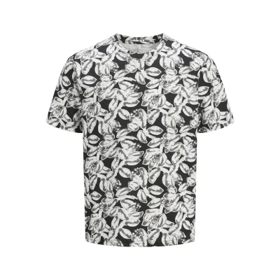 Image of Jack &amp; Jones Jorsplit CREW NECK Print Tshirt, Men&#039;s, Size: Small, Black
