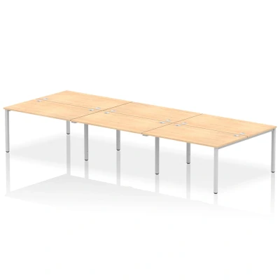 Image of Impulse Bench B2B 6 Person 1400 Silver Frame Office Desk Maple