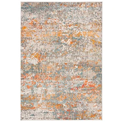 Image of Safavieh Modern Chic Rug for Living Room Dining Bedroom Madison Collection Short Pile Grey and Orange 24 x 36 Inch