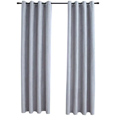 Image of vidaXL Blackout Curtains with Metal Rings 2 pcs Grey 140x175 cm