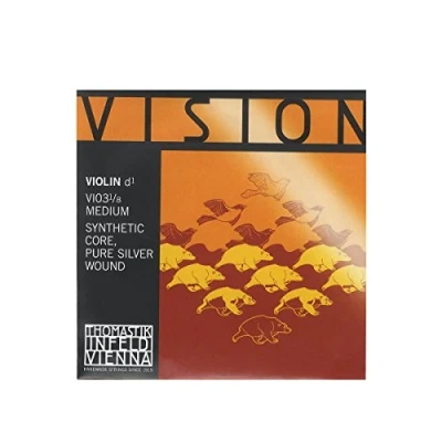 Image of Thomastik Einzelsaite für 1/8 Violine Vision D Saite Kunststoffkern, Rein Silber umsponnen, mittel