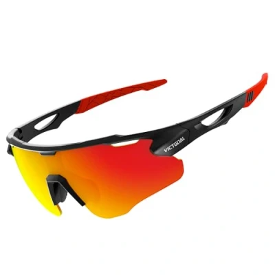 Image of Victgoal Cycling Glasses with Polarised Lenses UV400 Protection Anti Glare Running Sunglasses Men Women TR90 Frame Ultralight Outdoor Sports for (Black)