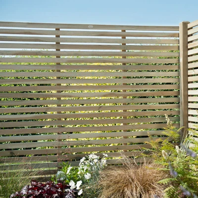 Image of Forest 6&#039; x Pressure Treated Contemporary Slatted Fence Panel (1.8m 1.8m)
