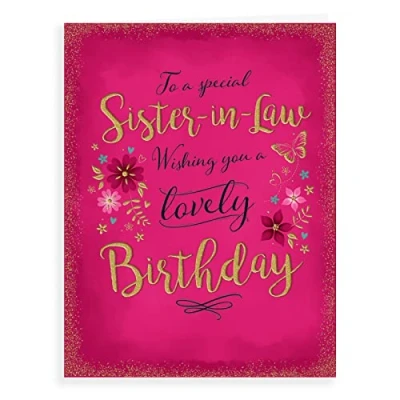 Image of Piccadilly Greetings Modern Birthday Card Sister In Law 8 x 6 inches