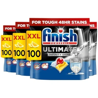 Image of Finish Ultimate Infinity Shine Dishwasher Tablets, LEMON, Pack of 4, 100 Tabs Each, 400 Tablets