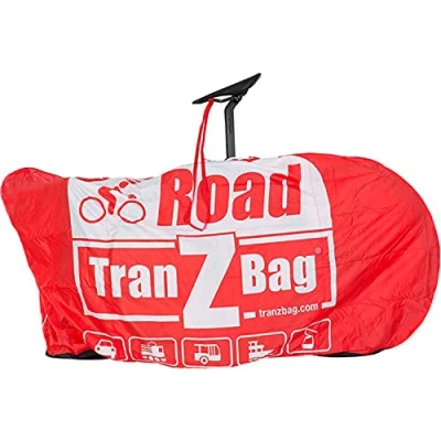 Image of EVOC TranZbag ROAD bike transport bag, protection for 28″ wheels (for cross and gravel wheels, foldable, minimal pack size, shoulder strap, double zipper), Red