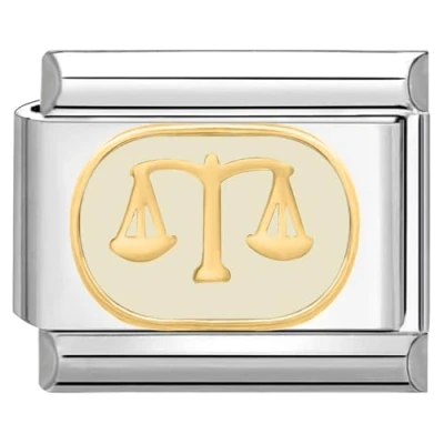 Image of Quiges 9mm Italian Style Charm Link Module Stainless Steel Horoscope Libra for Bracelets