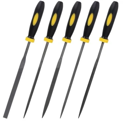 Image of 5pcs Needle File Set Professional Metal Small Files Rasp Diamond with Rubber Handle for Jewelers Wood Carving Craft Leather