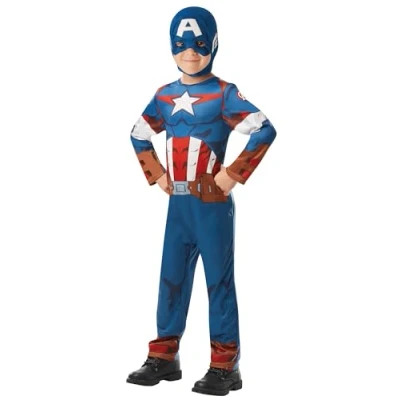 Image of Rubie&#039;s 640832L000 Avengers Marvel Captain America Classic Child Costume, Boys, L