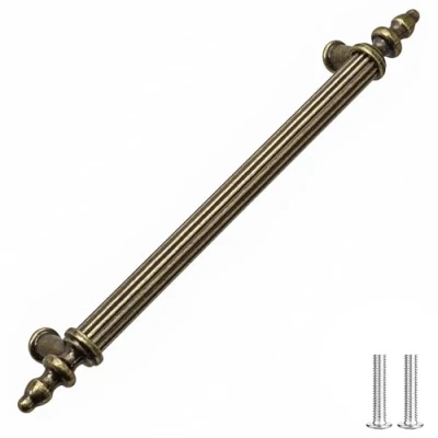 Image of Decoranddecor Vandon Vintage Traditional Cabinet Pull Handles Country Style Classic Solid Zinc (160mm, Antique Brass)