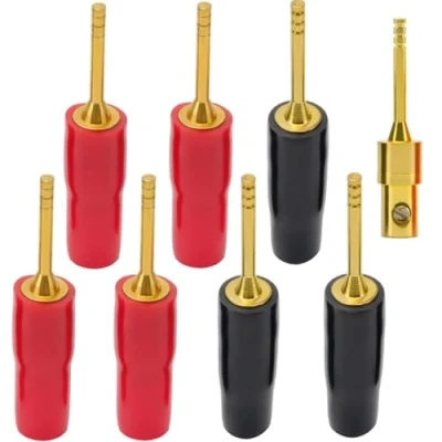 Image of Oiyagai 8Pcs 2mm Banana Plug Pin Screw Type Audio Speaker Cable Connector Gold Plated