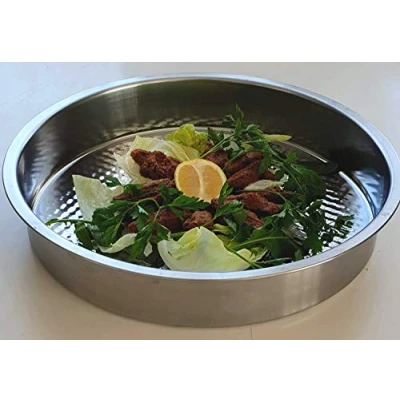 Image of Dlk Stainless Steel Raw Meatball Tray 15 inches (Turkish Cig Kofte) Silver