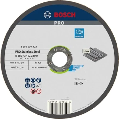 Image of Bosch 2608600322 Sanding Accessories Cutting Disc 180 X 3.0 mm Straight
