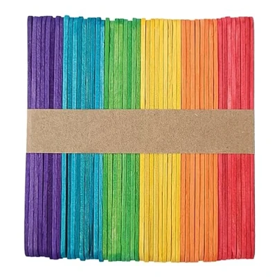 Image of Interdruk Wooden Lollipop Sticks Ice Cream Popsicle for Kid&#039;s Crafts Lolly DIY Projects 113 mm x 10 50 pcs Assorted Colours