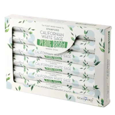 Image of Puckator Stamford Premium Plant Based Hex Incense Sticks Californian White Sage Spiritual Insensé Zen Meditation Gifts Organic Insense Insencesticks Rituals Fragrance 20