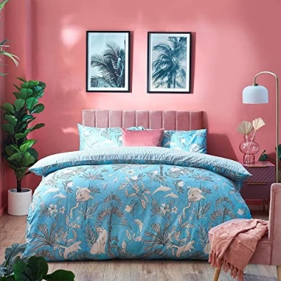 Image of furn. Colony Palm Duvet Cover Set, Pool Blue, Single