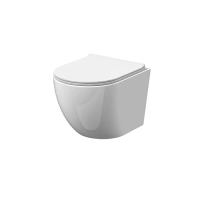 Image of Balterley Rimless Wall Hung Toilet Pan &amp; Soft Close Sandwich Seat 360mm x 482mm