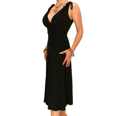 Image of Women&#039;s Grecian Style Fit and Flare Knee Length Dress Black Size 18