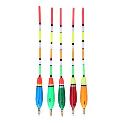 Image of Keenso fishing Floats Kit, 5PCS Multiple Color Lightweight Balsa Wood Sensitive High Visibility bobber Kit Bite Indicator Angling Equipment(6+2g)slip