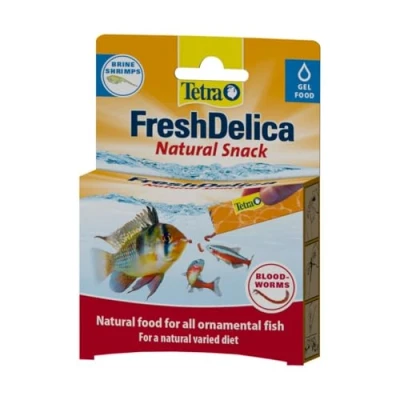 Image of Tetra FreshDelica Bloodworms, Natural Fish Food for All Ornamental Fish, Jelly Treats, 16 x 3 g Sachets
