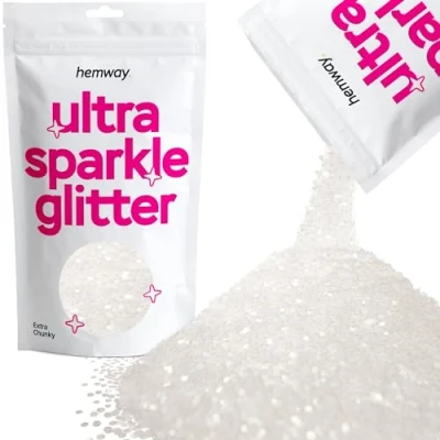 Image of Glitter White Ultra Sparkle Sequins Nail Face Festival Christmas Halloween Makeup Extra Chunky 100g / 3.5oz