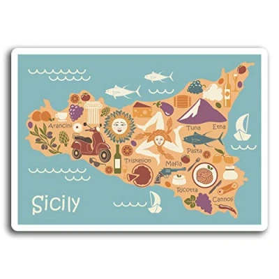 Image of 2 x 10cm Sicily Italy Map Vinyl Stickers Sticker Laptop Luggage #19313 (10cm Wide)
