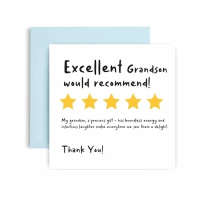Image of Huxters Birthday Cards for Men Funny Review Grandson Card him Fathers Day Fun Happy 14.8cm (Grandson)