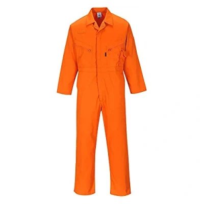 Image of Portwest C813 Men&#039;s Liverpool Lightweight Safety Coverall Boiler Suit Overalls Orange, Medium