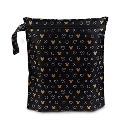 Image of Bumkins Waterproof Wet Bags for Baby, Disney Minnie Mouse, Travel, Swimsuit, Cloth Diapers, Pump Parts, Gym Clothes, Toiletries, Strap to Stroller, Zipper Reusable Bag