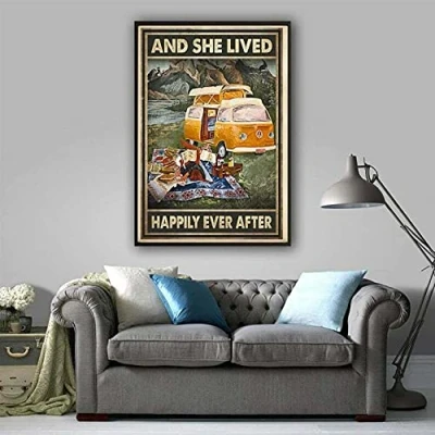 Image of Inga And She Lived Happily Ever After Camping Lovers Poster Go Metal Tin Sign 8x12 inches
