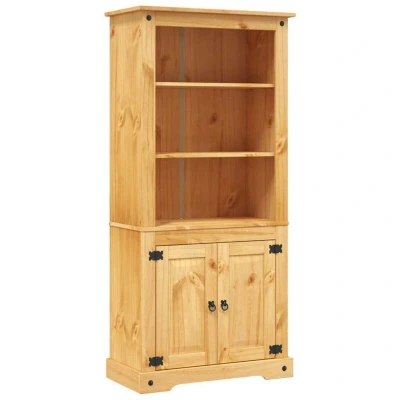 Image of vidaXL Storage Cupboard Sideboard Cabinet Brown Solid Pinewood with Open Shelves and Inspired by Mexican Corona Style for Home Decor