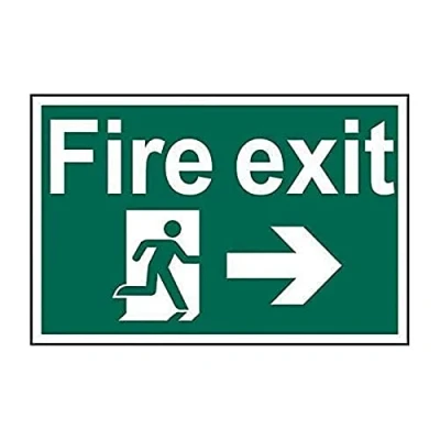 Image of Scan SCA1504 Self adhesive PVC sign Fire exit running man arrow right 300 x 200mm