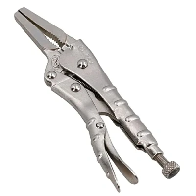 Image of 6.5 (165mm) Long Nose Straight Locking Pliers Mole Grips with Ribbed Handles