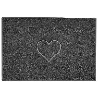Image of Nicoman Heart Embossed Shape Door Mat Dirt Trapper Washable Barrier Doormat Dark Grey (Drainage Open Back) X Large (120x80cm)