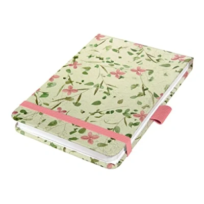 Image of SIGEL JN340 Jolie Notepad, Bloom Rose, dotted (dot grid), 11 x 15,8 cm, hardcover, 158 pages, Pink, Green