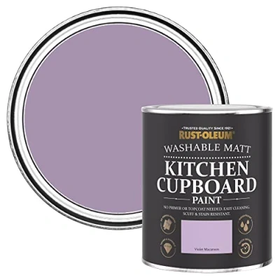 Image of Rust Oleum Purple Kitchen Cupboard Paint in Matt Finish Violet Macaroon 750ml