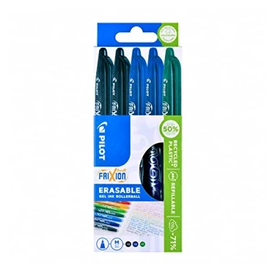 Image of Pilot Frixion Erasable Rollerball 0.7 mm (Pack of 5) 2 Black/2 Blue/1 Green