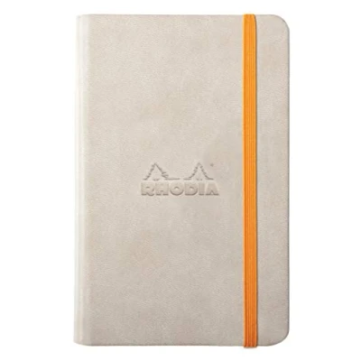 Image of RHODIA 118625C Beige Rigid Notebook A6 192 pages Plain Ivory Clairefontaine Paper 90 g/m Bookmark, Elastic Closure Faux Leather Cover Rhodiarama Collection