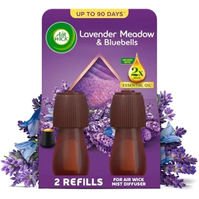 Image of Air Wick Essential Mist Twin Refills, Relaxing Lavender, Pack 2 x 20ml, Natural Oils, Last up to 90 days, freshener