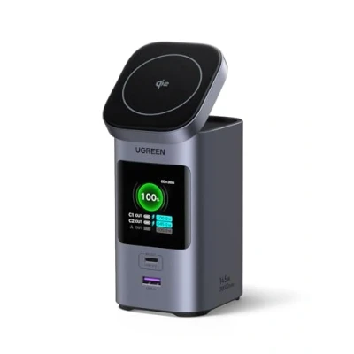 Image of UGREEN Nexode Power Bank 20000mAh 145W Qi2 Certified 15W Wireless Fast Charging 4 Way Output Battery Pack with TFT Display Laptop Portable Charger Compatible Dell, iPad, iPhone 16, AirPods, etc