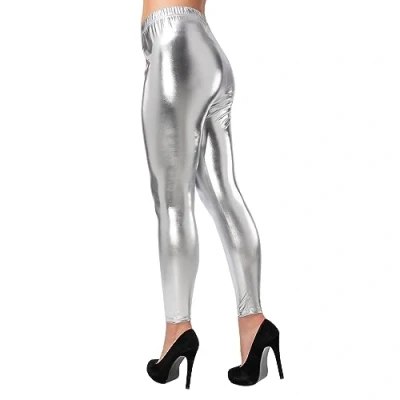 Image of Wicked Costumes Adult Ladies Silver Shiny Leggings