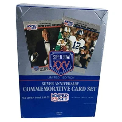 Image of 1991 Pro Set Super Bowl XXV Limited Edition Silver Anniversary Football Card Box [4 factory sets]