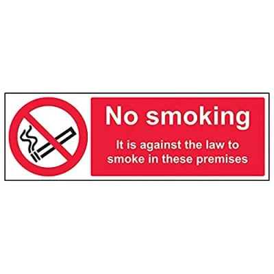 Image of V Safety No Smoking/Against The Law To Smoke In These Prohibition Sign 450mm x 150mm Self Adhesive Vinyl