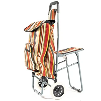 Image of NRS Healthcare Single Wheels Leisure Shopping Trolley with Fold Down Seat