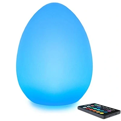 Image of Mr.Go 11&quot; LED Egg Light with Remote, Color Changing Lamp Table Light, Rechargeable Night Mood Ambient Lighting, 16 Dimmable RGB Colors, 4 Effects, Waterproof