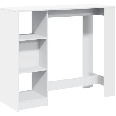 Image of vidaXL Bar Table with Shelf White 124x46x103.5 cm Engineered Wood