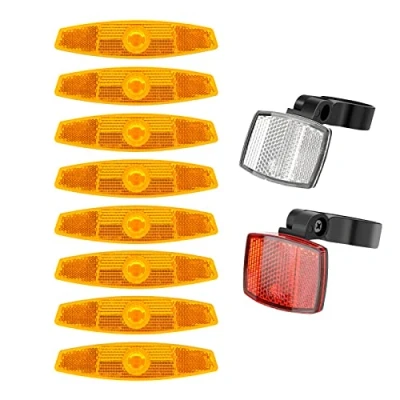 Image of SHULLIN 10 Pcs Bike Reflectors Front and Back Bicycle Reflector Set Cycling Wheel Spoke Bracket for Mountain Wheels