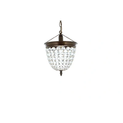 Image of Baguette Crystal Antique Brass Pendant Ceiling Light